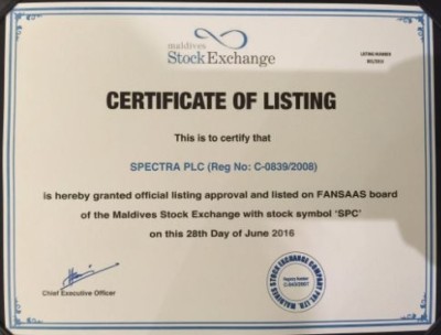 ސްޕެކްޓްރާ: ހިއްސާގެ ބާޒާރުގައި ލިސްޓުކުރި ފުރަތަމަ ދިވެހި ކުންފުނި