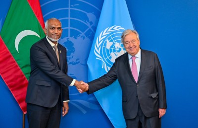 ރައީސް، އދ. ގެ ސެކްރެޓަރީ ޖެނެރަލްއާ ބައްދަލުކުރައްވައި، ރާއްޖޭގެ ހާލަތު އޮޅުން ފިލުއްވައި ދެއްވައިފި