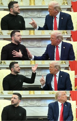 އޯވަލް އޮފީހުގައި މީޑިއާ ކުރިމަތީ އެމެރިކާ އާއި ޔުކްރެއިންގެ ރައީސްގެ ބޮޑު ޒުވާބެއް