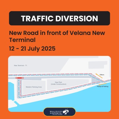 ވެލާނާ އެއާޕޯޓުގެ މަގުތައް ހަދާތީ ޓްރެފިކް ފްލޯއަށް ވަގުތީ ބަދަލެއް!