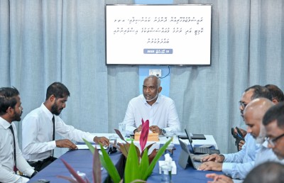 ރައީސް މުއިއްޒު ކުރިމަތީގައި ހުންނަވައި، ދޮންފަނު ކައުންސިލްގެ ރައީސް އެދިވަޑައިގަތީ ބިލް ތަސްދީގު ނުކުރަން