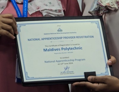 ނޭޝަނަލް އެޕްރެންޓިސްޝިޕް ޕްރޮގްރާމް، މޯލްޑިވްސް ޕޮލިޓެކްނިކްގައި ފަށަނީ