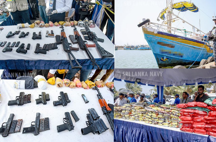 ލަންކާގެ މަސްބޯޓެއްގައި 654 ކިލޯ ޑްރަގާއި ގިނަ އަދަދެއްގެ ހަތިޔާރު